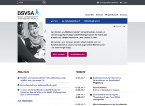 Ein Ausschnitt der neuen Internetseite des BSVSA